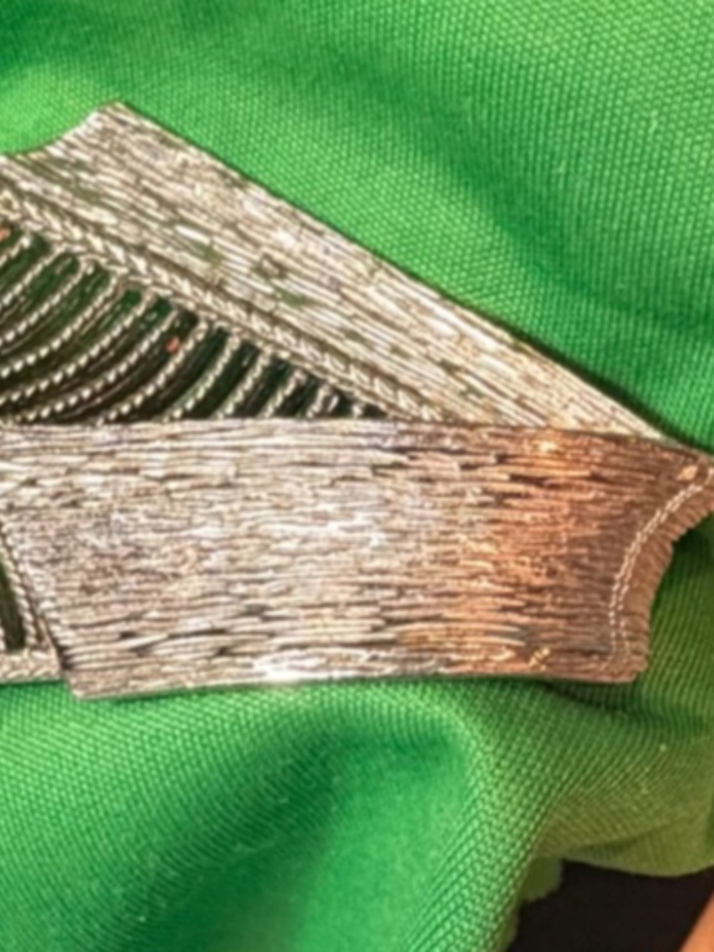 Vintage 80s Capri Folded Ribbon Brooch silver Tone 2 3/4" Long #206287326553